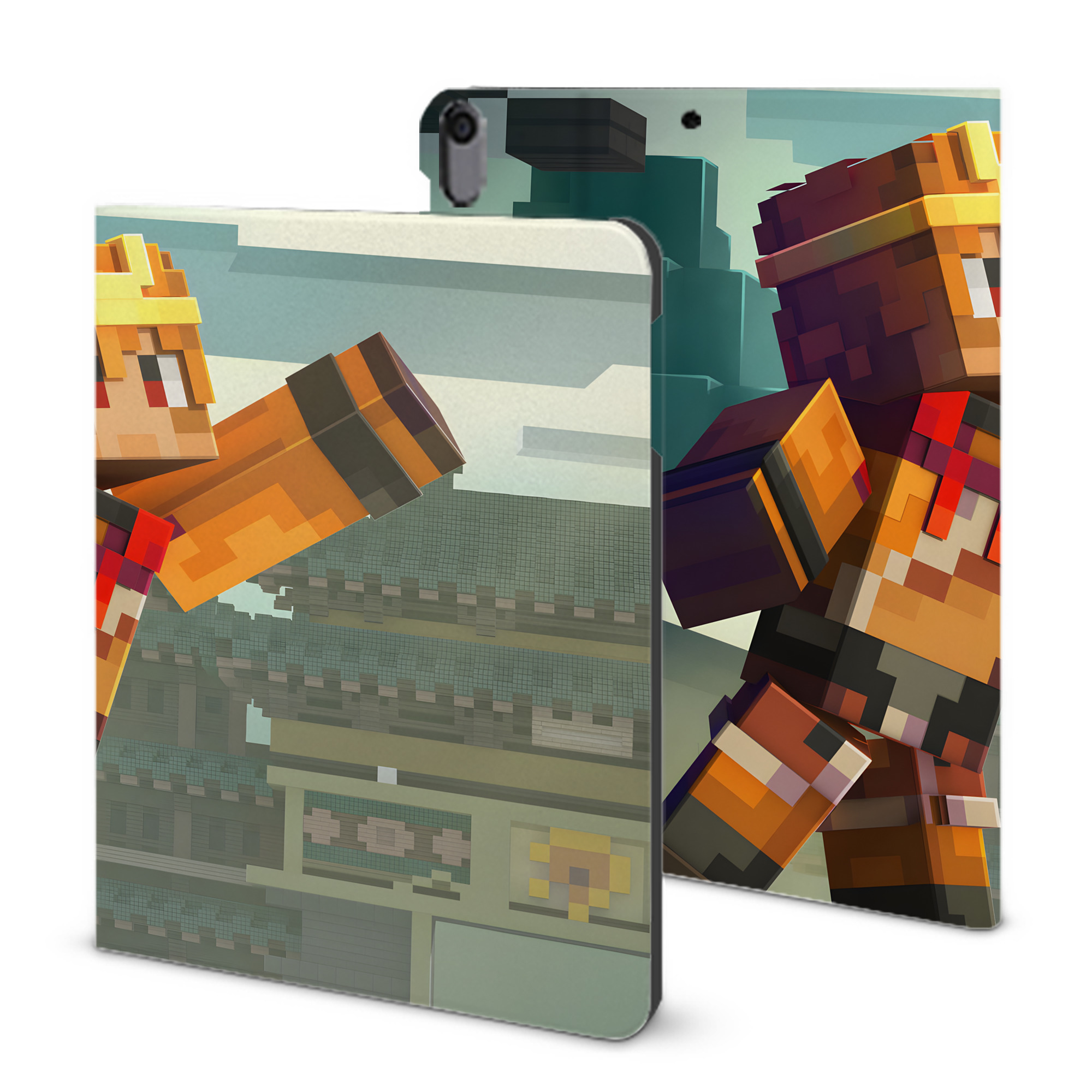 （画像用） マインクラフト ブロックの世界 Minecraft MC Block world IPad ケース ブック型 PUレザー TPU 耐衝撃 軽量 薄型 ペン収納なし 全面保護 IPad 各モデル対応